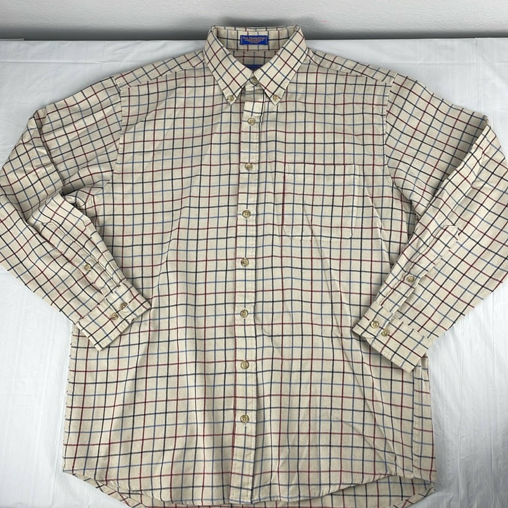 Pendleton wool button down long sleeve shirt size Large Long The Pendleton check